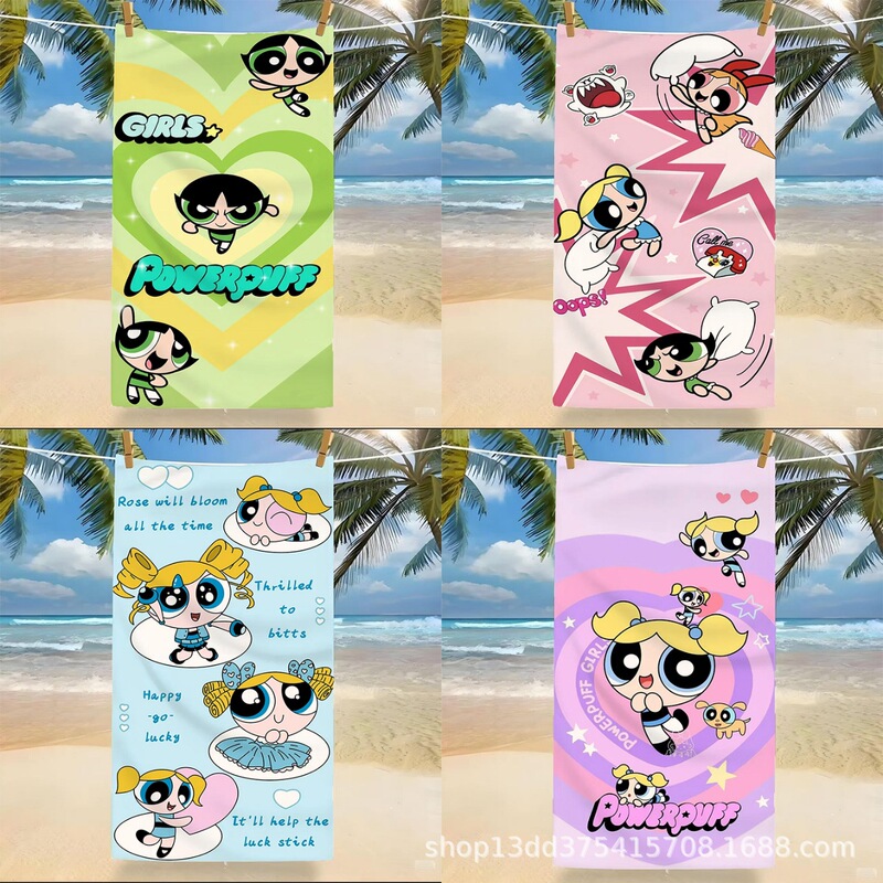 Cartoon Powerpuff Girls Microfiber Beach Towel Digitally Printed Large Size Seaside Swimming Quick-Drying Beach Towel Cartoon Powerpuff Girls Microfiber Beach Towel Digitally Printed Large Size Seaside Swimming Quick-Drying Beach Towel