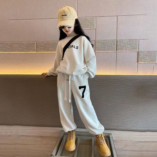 Autumn girls' suits, spring and autumn, medium and large children's long-sleeved sweatshirts, casual pants, female students' sportswear, two-piece suits