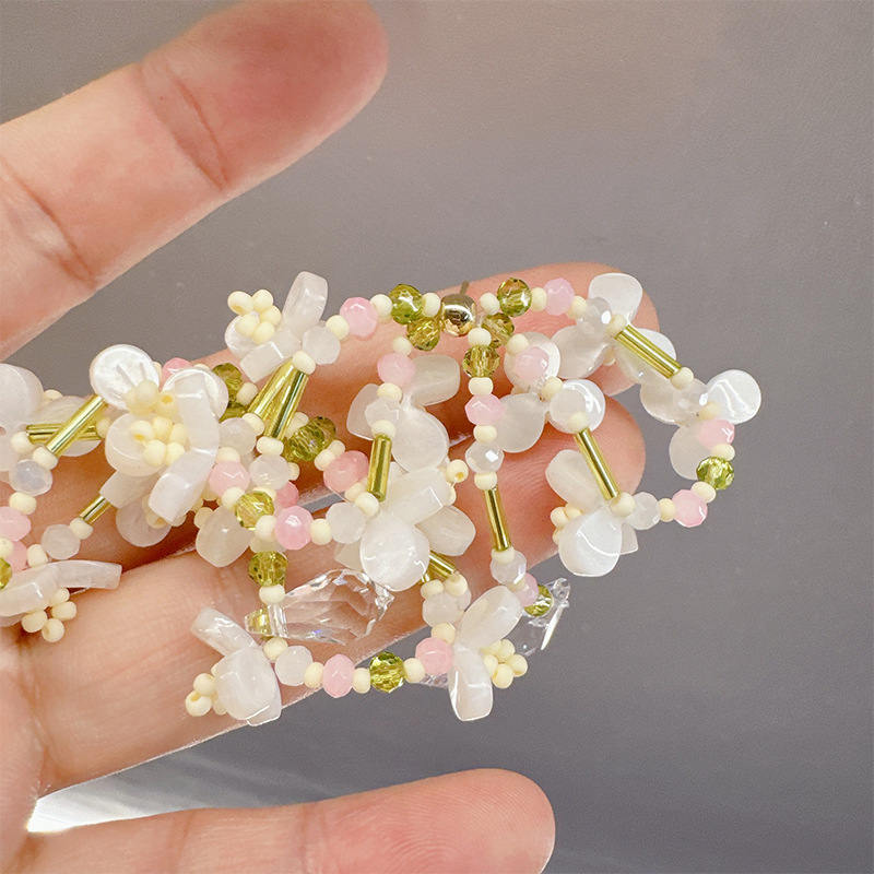精致田园风超仙串珠花朵甜美系列耳钉轻奢高级简约百搭通勤耳饰品|undefined