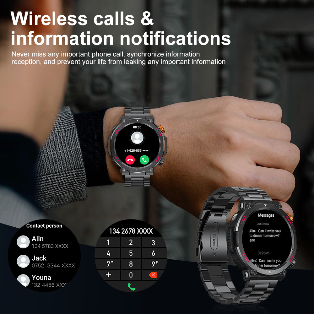 HT17 Smartwatch round Bluetooth Calling Heart Rate Blood Pressure Monitoring Outdoor Sports Watch_voghion.com