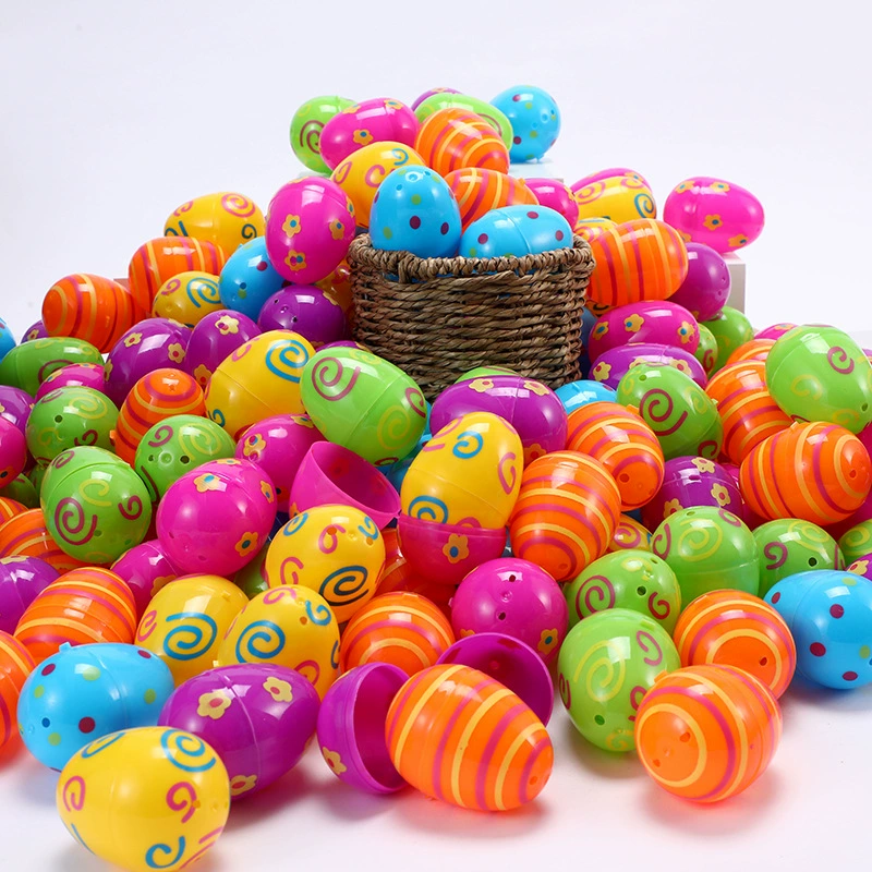 Фабрика прямые поставки пасхальное яйцо 6*4,5 пластиковая лотерея яичной скорлупы открытое яйцо Печать пасхальное яйцо