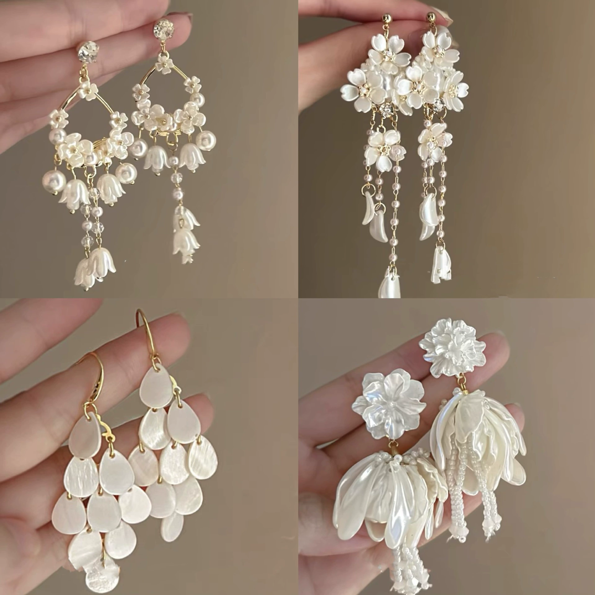 Серьги Baoyu bow & flower коллекция, французский лёгко-люкс стиль с жемчужной отделкой