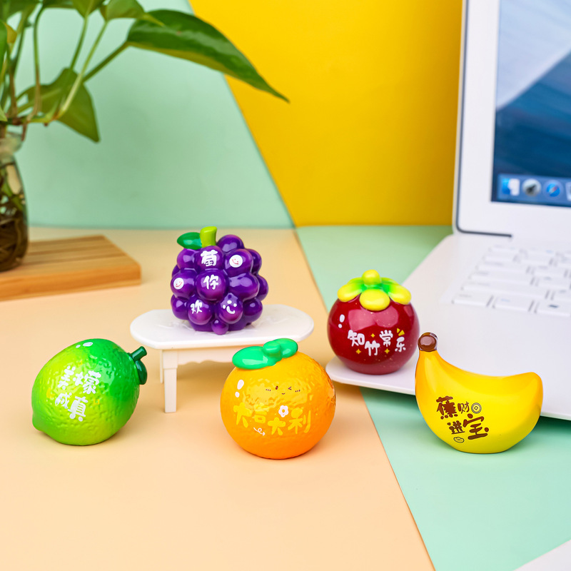 MengMeng One-grain Second-generation Ornaments Cute Fruit with Characters Meaning Macey Mini Tabletop Ornaments Car Ornaments