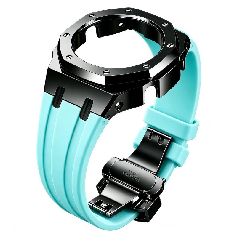 Compatible with the GA-2100 metal watch case modification kit for the Farmer's Oak, stainless steel modification case, silicone watch strap Compatible with the GA-2100 metal watch case modification kit for the Farmer's Oak, stainless steel modification case, silicone watch strap