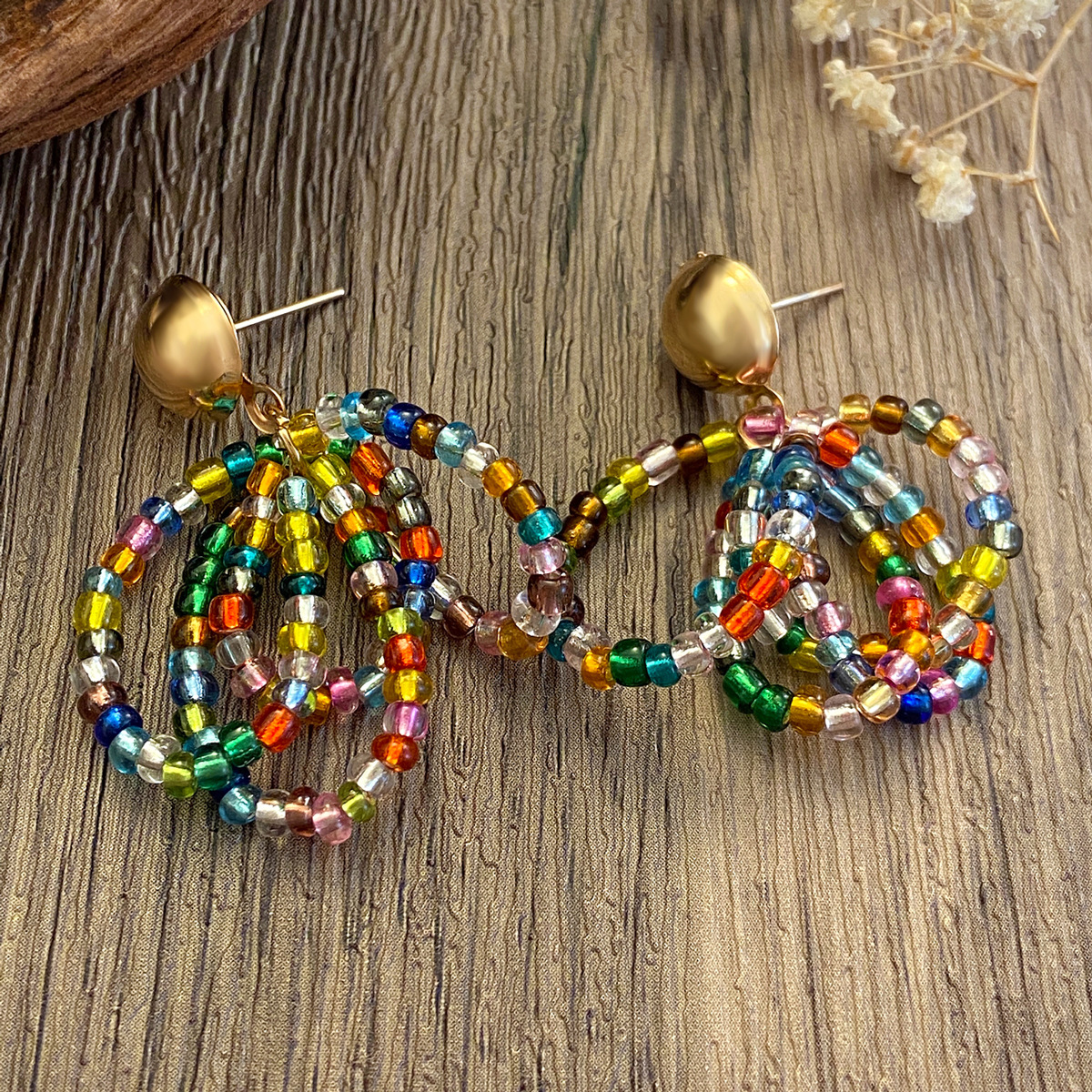 Retro Geometric Mixed Materials Women's Ear Studs display picture 5