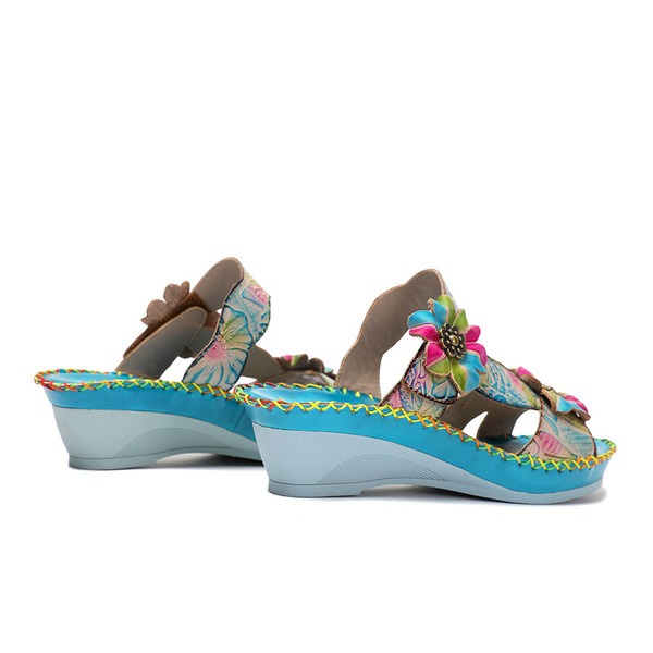 blue beach ethnic retro sandals