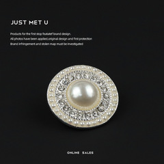 小香名媛風金屬紐扣圓形珍珠鑽石裝飾扣雙面呢大衣外套開衫扣子