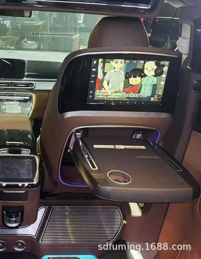 Suitable for Mercedes-Benz Vito V-Class, Toyota Hiace, Toyota Alphard, driver and passenger entertainment screen table with wireless charging, ambient lighting, and foldable design