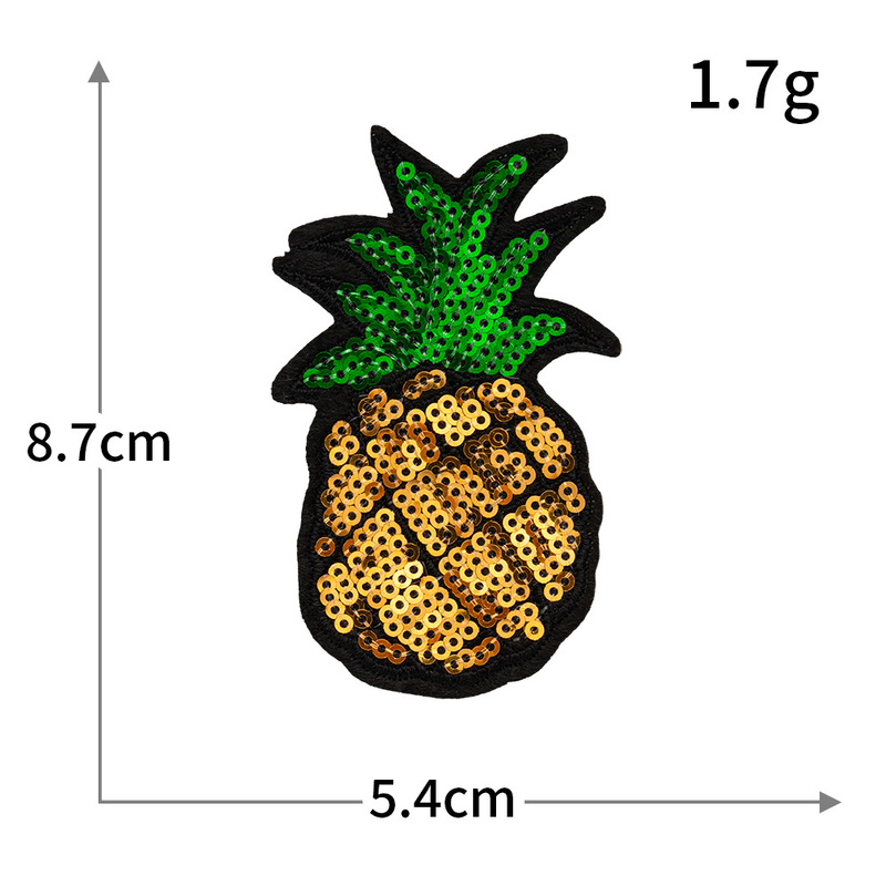スパンコール刺繍布ラベル卸売コンピュータ刺繍チェリースイカイチゴスパンコールフルーツシリーズ刺繍布ステッカー縫製不要ステッカー|undefined