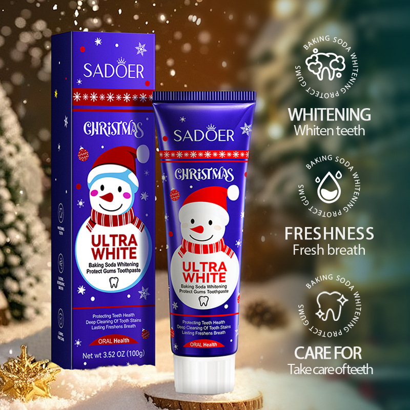 Inglés completo SADOER Navidad bicarbonato de sodio blanqueador, pasta de dientes, dientes limpios y frescos, comercio exterior transfronterizo image 3