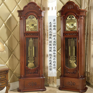 中式机械落地钟客厅实木豪华欧式老式复古报时重锤大摆钟座钟钟表-阿里巴巴