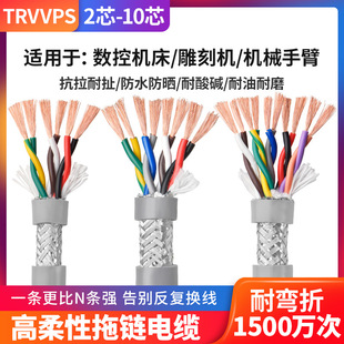 TRVVPS flexible twisted pair shielded cable 2 4 6 8 10-core 485 communication line 0.2 0.3 square drag chain