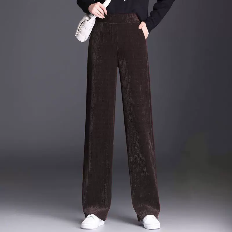 2024年新款阔腿裤女高腰垂坠感秋冬季显瘦宽松直筒加绒休闲女裤子