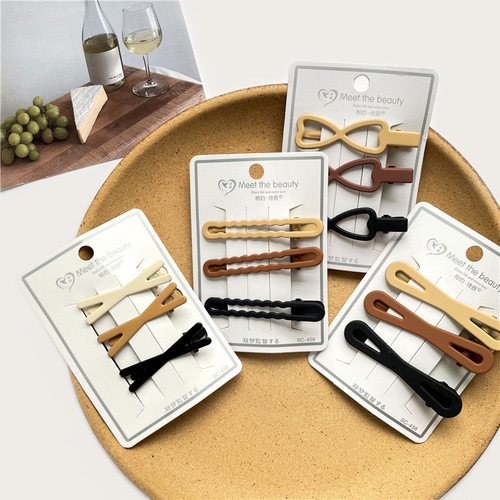 Korean Version New Hair Clip Side Clip Ins Milk Tea Color Hair Pin for Girls Side Clips, Back of Head Fringe Hair Clip Hair Accessory