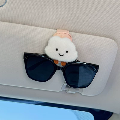 Card Ticket Holder, Car Glasses Clip/Bill Clip - pink-glasses-clip-white-clouds