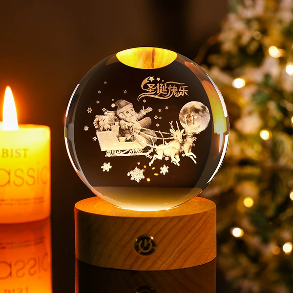 8 cm crystal ball-Merry Christmas