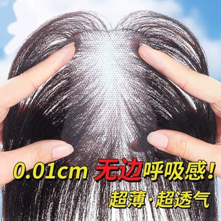 美蒂莎八字刘海假发女片头顶蓬松全真发遮白发自然轻薄无痕高颅顶