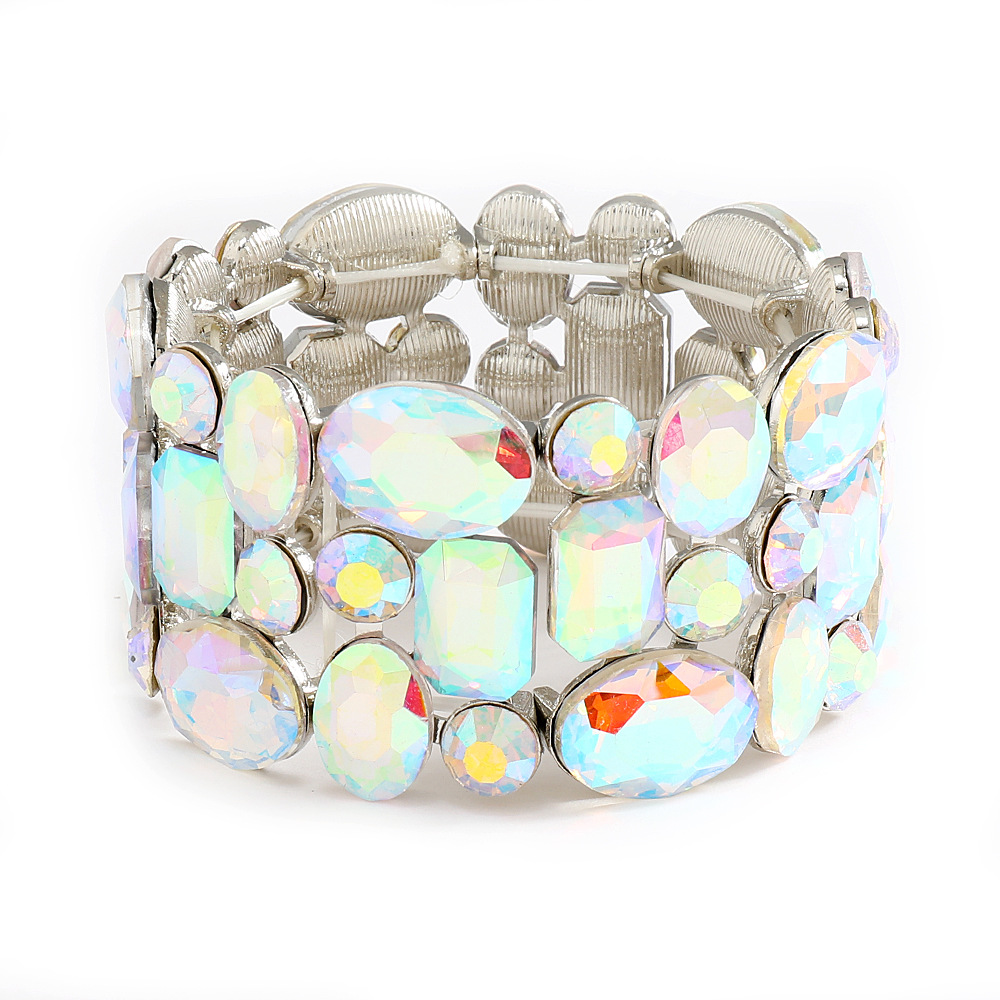 116g Weight Rhinestones Inlay Material Bracelets Classification 1 Piece Quantity Simple Style Oval Rhinestones Alloy Wholesale Bracelets