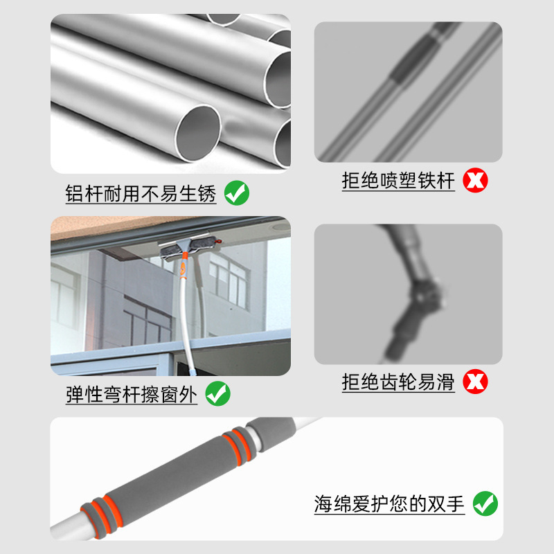 イースタガラスクリーニングツール 家庭用 高層窓専用 ウィンドウクリーナー 水切り器 窓拭き|undefined