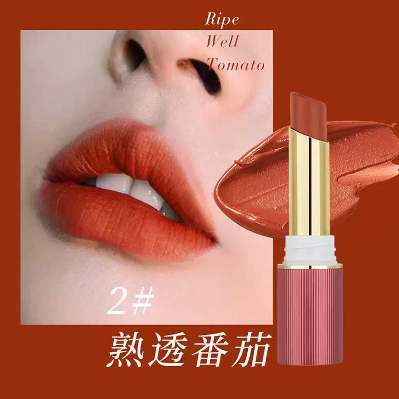 蕾琪 Q1216 Light Mist Long-lasting Color Lipstick Matte Matte Not Easy to Stain Cup Tomato Red Lipstick Wholesale Delivery