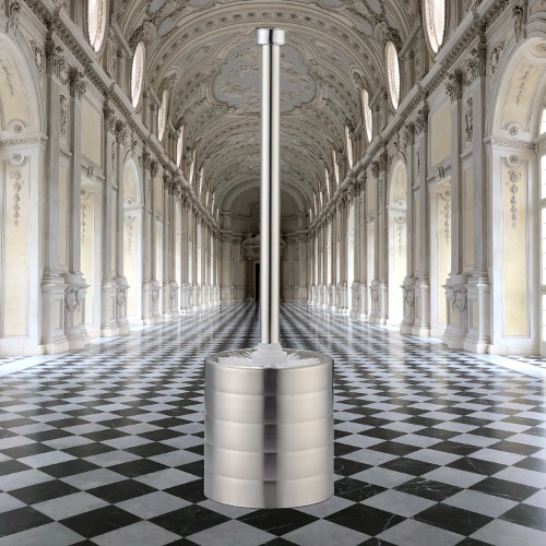 Cepillo de inodoro de acero inoxidable de doble capa transfronterizo, cepillo de limpieza de suelo, cepillo de limpieza de suelo, mango largo del inodoro sin perforación, cepillo de inodoro sin ángulos muertos