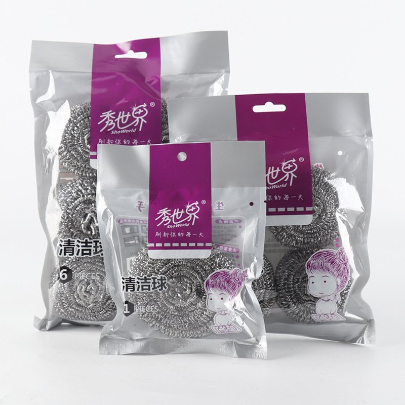 Bola de alambre de cuerda de acero inoxidable para lavar platos, cepillo para ollas, bola de limpieza, cocina, hogar, sin pérdida de alambre, bola de alambre colgante