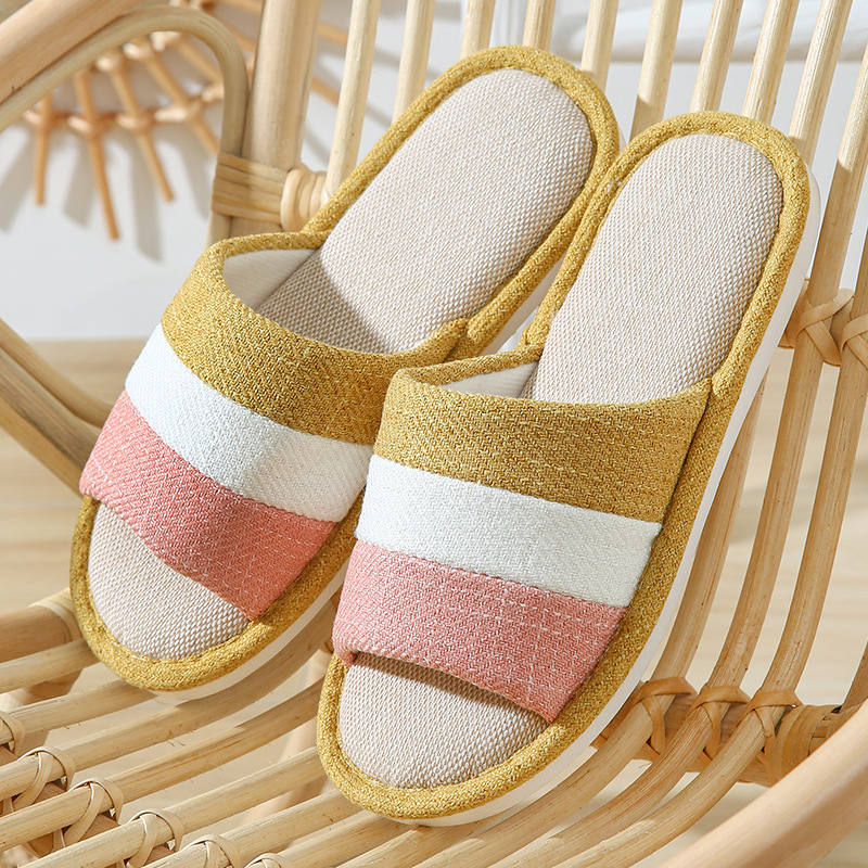 Pantuflas de lino para parejas, para mujer, para interiores, antideslizantes, resistentes al desgaste, de algodón y lino, para hombre, para suelo de madera, pantuflas de lino para parejas, pantuflas para el hogar