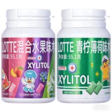 越南进口LOTTE乐天青柠薄荷味/混合水果味木糖醇口香糖55.1g