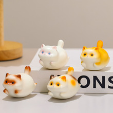 福瑞猫猫乐悠悠解压玩具可爱小猫咪水晶原石好运摆件办公室装饰品
