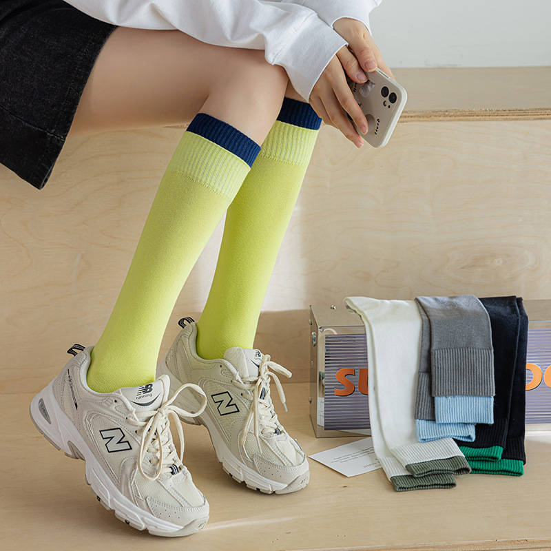 Boneless socks women's spring and autumn knee socks sports socks cream drop hand-stitched head high quality calf socks Zhuji batch