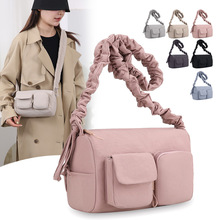 新款简约轻便褶皱腋下包纯色百搭时尚单肩包大容量休闲手提斜挎包