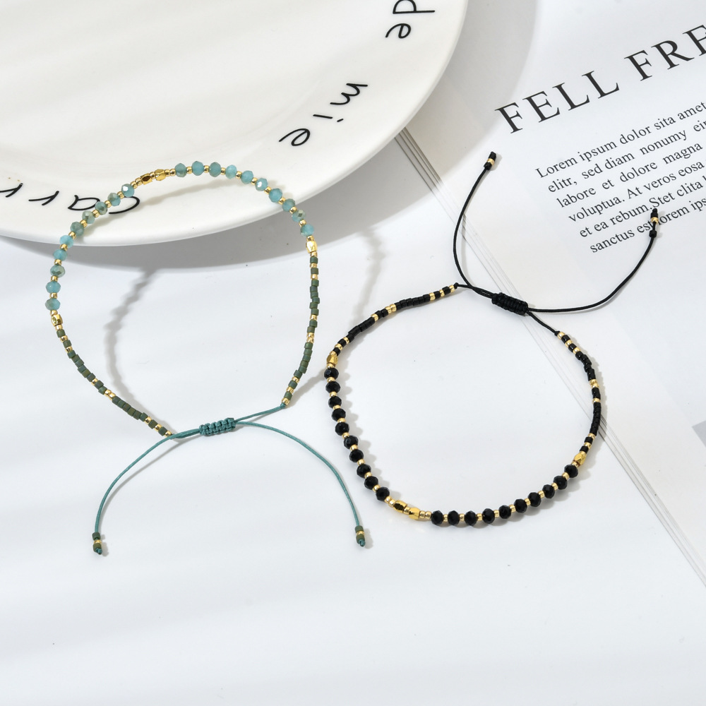 Solid Color Pattern Women'S Gender Bohemian Solid Color Natural Stone Drawstring Bracelets