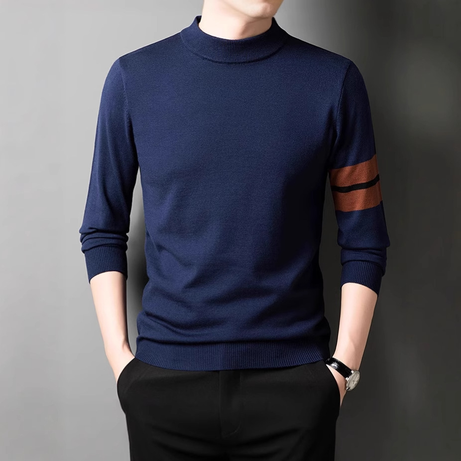Cross-border Direct Supply High-grade Sweater Men's Knitwear Crewneck Sweater Pullover Casual Fashion All-match Base Shirt