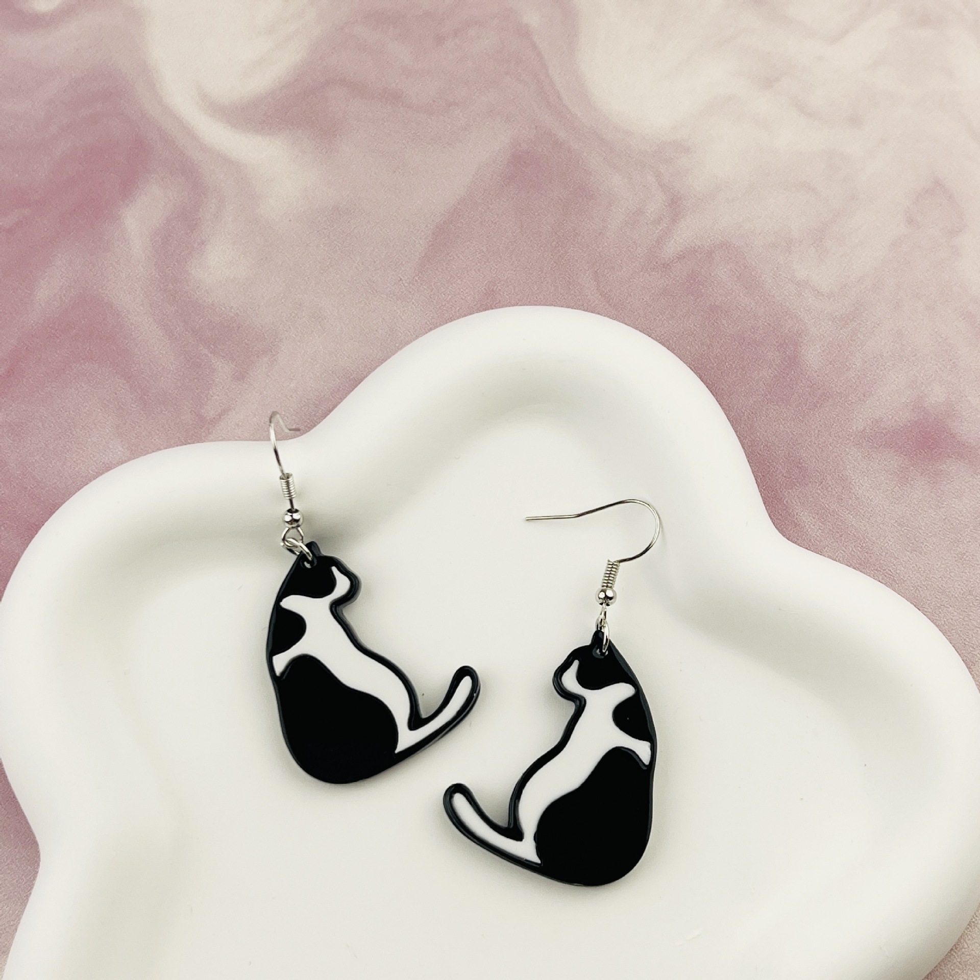 13g Weight Iron Ear Needle Material 1 Pair Cartoon Style Cute Cat Arylic Drop Earrings