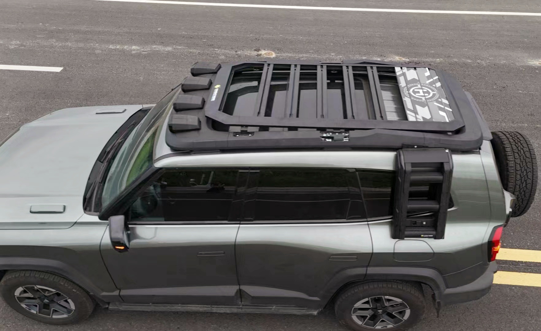 dark blue 318 roof rack ladder side account car off-road modified roof platform outdoor storage travel rack