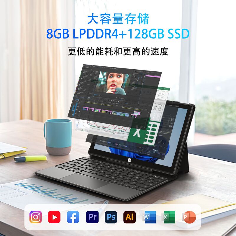 Cross-Border Hot Selling New Windows 2-in-1 Tablet with Keyboard Portable Laptop Tablet 2-in-1 Cross-Border Hot Selling New Windows 2-in-1 Tablet with Keyboard Portable Laptop Tablet 2-in-1