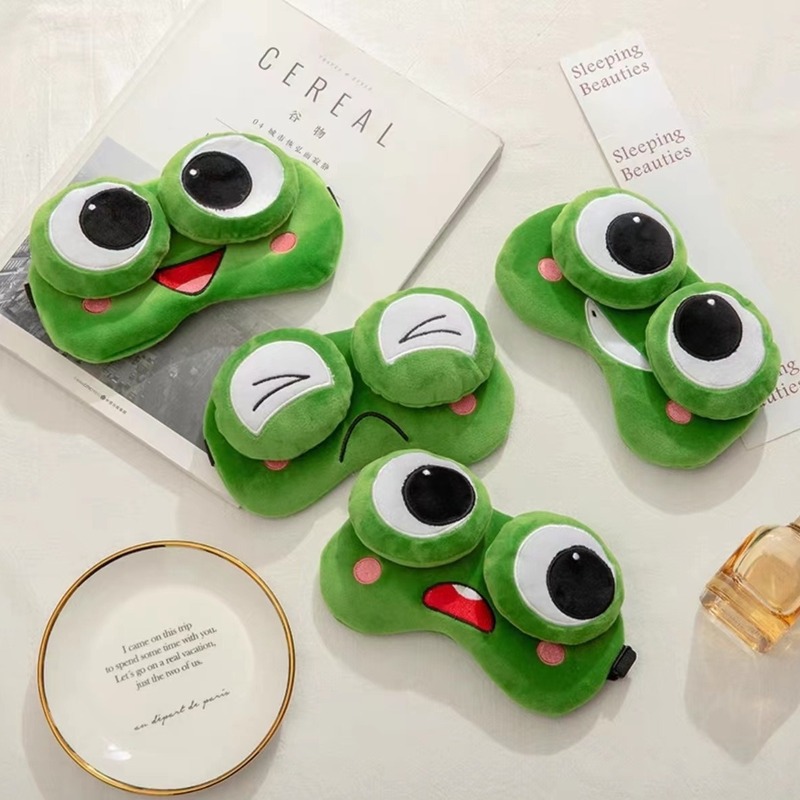 Genuine Big-Eyed Frog Eye Mask for Sleeping, Special for Students, Cartoon Headband, Cold and Hot Compress Relief