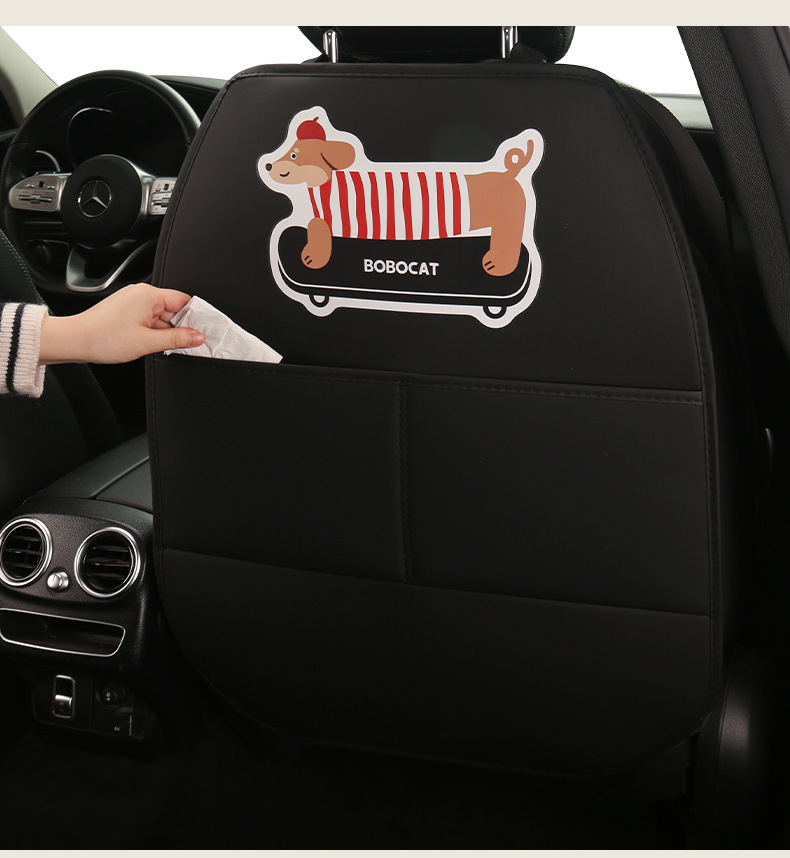 Long Cartoon Dachshund Design Anti-Kick Mat for Women, Car Seat Back Anti-Dirt and Anti-Kick Pad