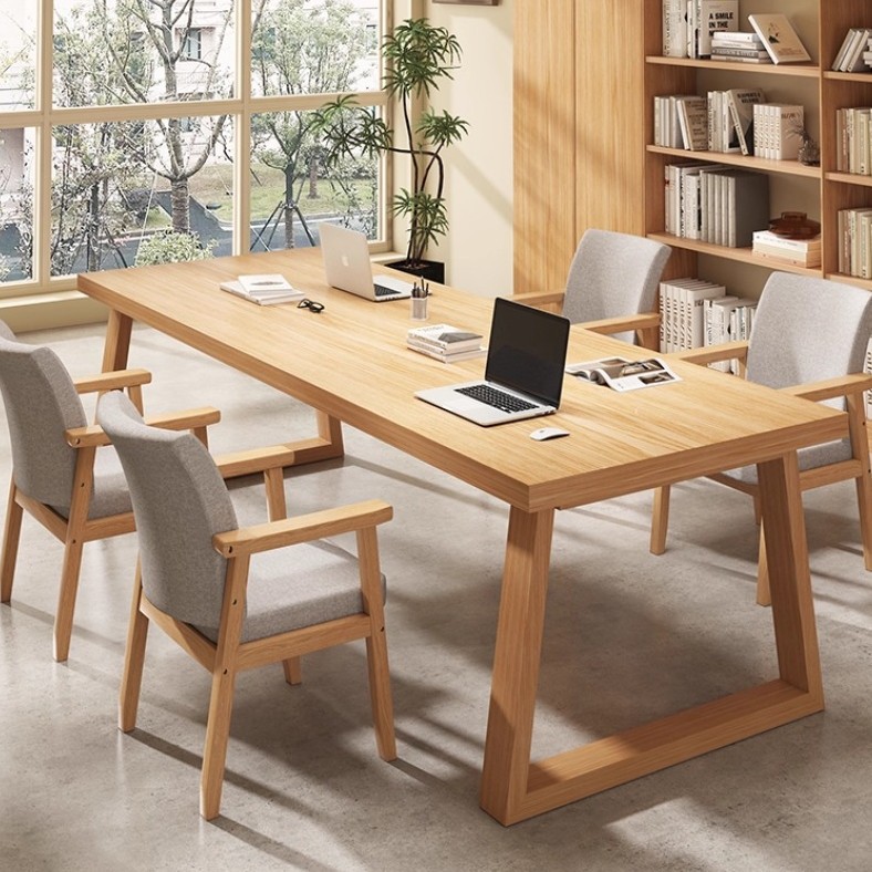 Mesa de comedor de piernas de madera sólida, banco cuadrado, mesa de tablero grande, sala de estar, mesa de comedor doméstica, mesa de comida rápida, combinación de mesa y silla