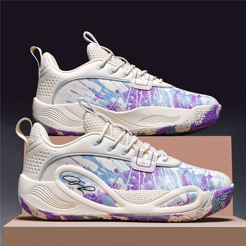 Tenis de Baloncesto de Corte Bajo para Hombre Cuero Sintético y Caucho para Cancha de Cemento y Pista