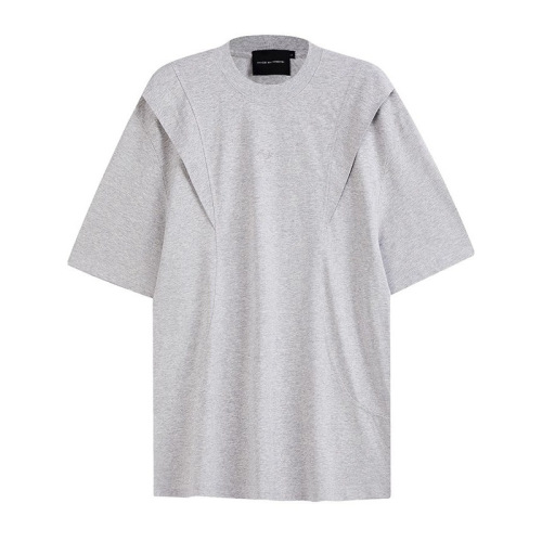 Men's Summer Short-Sleeve T-Shirt with Hemmed Pockets, American Street Style Deconstructed Crew Neck Hoodie, Trendy Brand Design Sensibility Loose Top