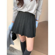 GAGD加厚毛呢百褶裙半身裙女秋冬学院风百搭休闲高腰a字短裙+内衬