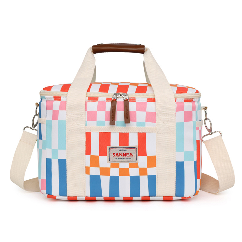 Bolsa de aislamiento con estampado de playa de Amazon Bolsa de hielo de tela Oxford para exteriores portátil Bolsa de bento de almuerzo fresco para estudiantes en stock
