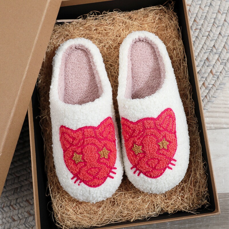 Cross-border Leopard Printed Embroidered Cotton Slippers for Men and Women Home Winter Wool Slippers Cross-border Wholesale Leopard