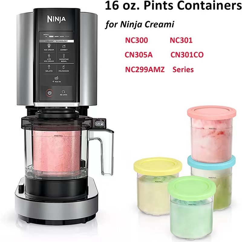 Tarro para helado compatible con Ninja XSKPLID2CD Pints, series NC299AM C300s.