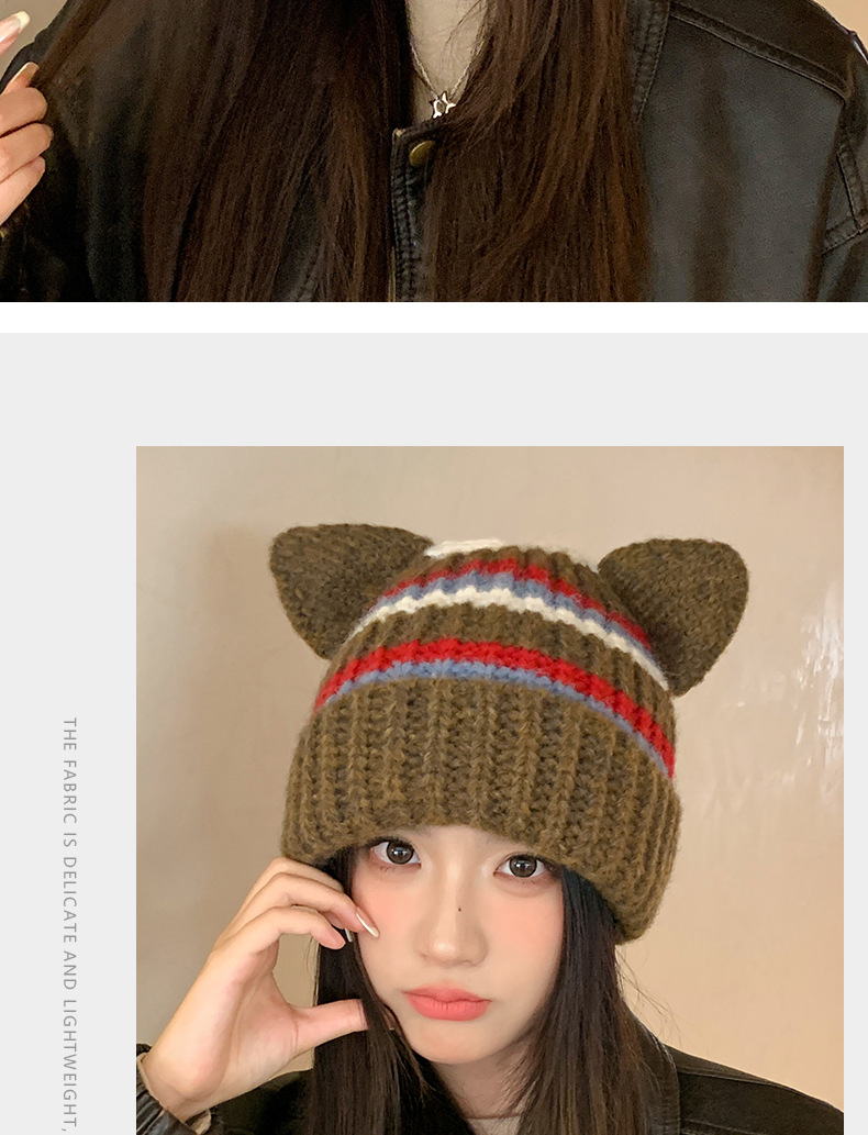 Amerikanischer Stil, süß, cool, dicker, gestreifter Strickpullover aus Schweineohrwolle für Herbst und Winter, warm, lässig, vielseitig, winddicht_voghion.com