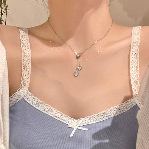 Shell Love Necklace for Girls Popular Tassel Clavicle Chain Light Luxury Niche Design High-end Accessories Titanium Steel Necklace