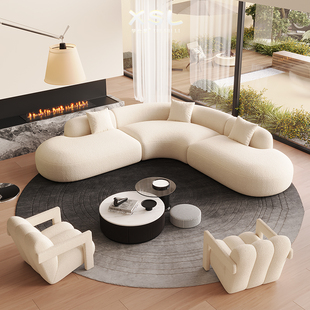 Nordic Cream Style Sofa Living Room Small Apartment Modern Simple Business Reception Light Luxury Curved Corner Sofa
