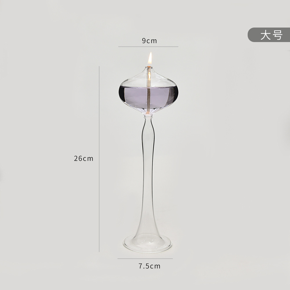 Lámpara de aceite de vidrio creativa de estilo europeo decoración candelabro nórdico romántico simple moderno hogar escritorio lámpara de mantequilla libre de humo