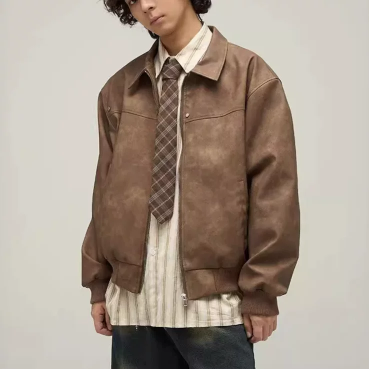 Tide, autumn retro brown jacket, American style